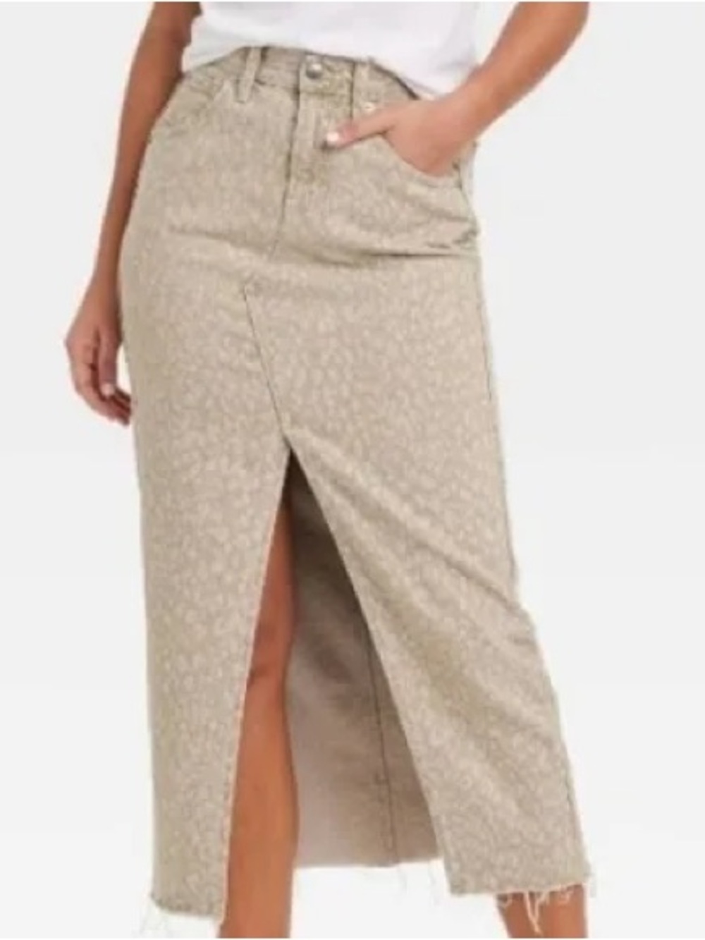 Universal Thread Beige Maxi Skirt with Front Slit